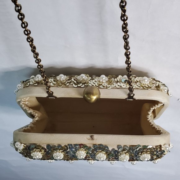 Santi Vintage Sequin Beaded Clutch Bag - Picture 6 of 9